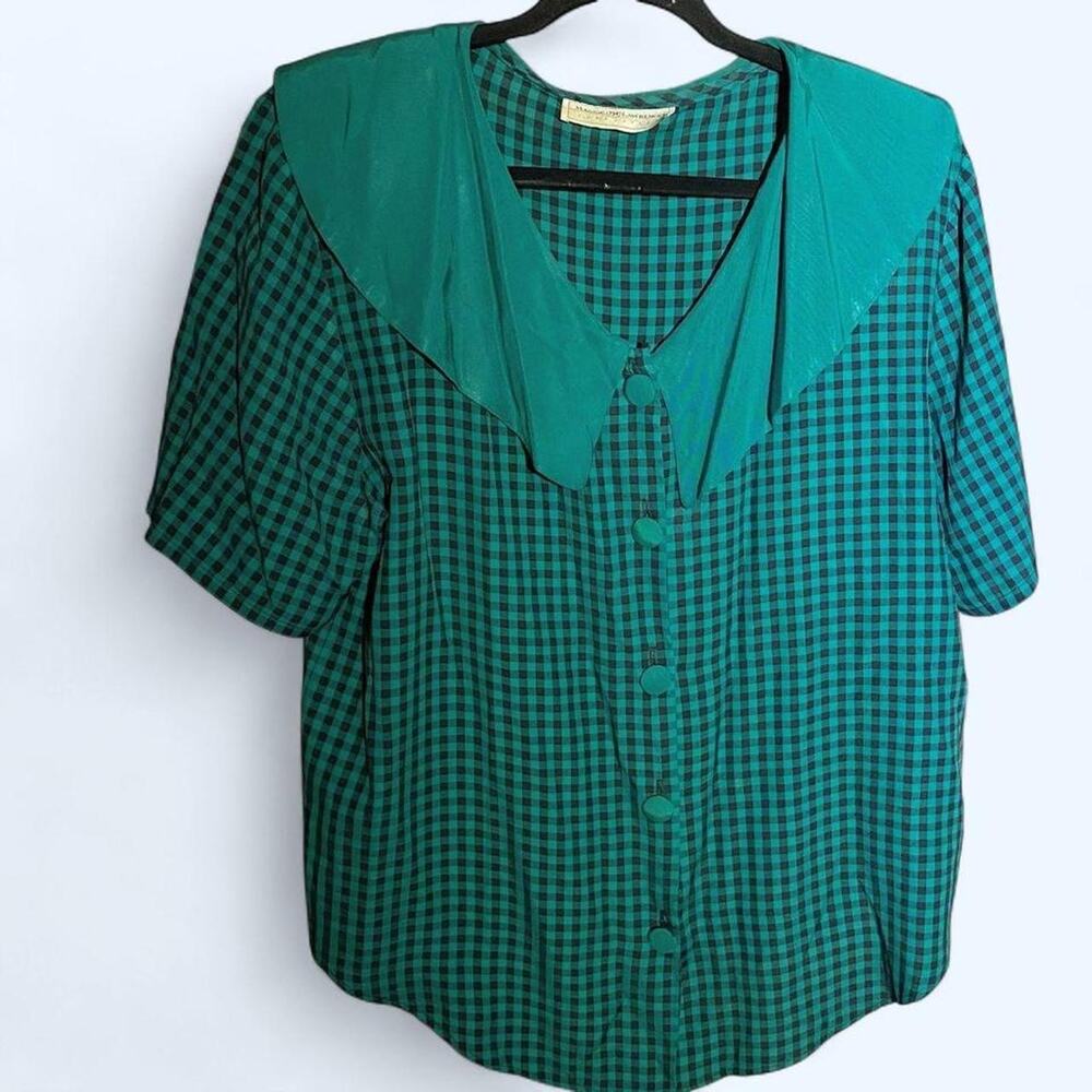 Vintage 80s Maggie Lawrence Gingham Blouse